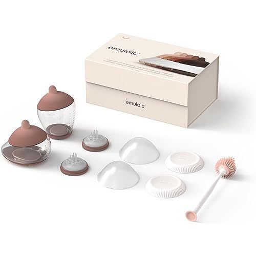 Baby Bottle Starter Kit Includes 2 Bottles 2 Nipples 2 Caps 2 Lids 2 Responsive Flow Valves, Cleaning Brush - Medium - Shape 4 (Most Common)-RFV