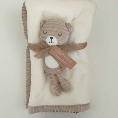 Blanket & Tan Bear Lovey Set Sherpa Reverse Baby Gift | Chick Pea