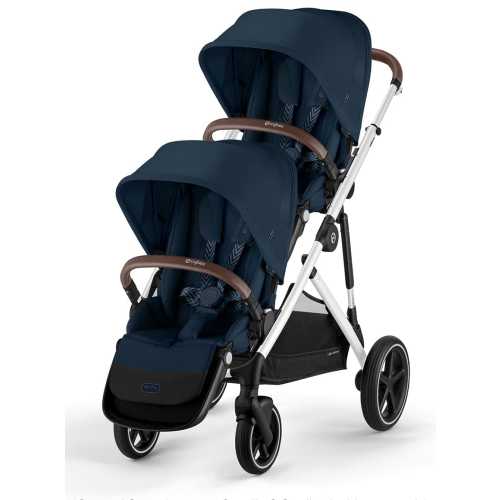 Cybex Gazelle S 2 Double Stroller Bundle - Silver Frame / Ocean Blue