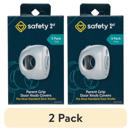 (2 pack) Safety 1st Parent Grip Door Knob Covers, Gray, 3 Pack, Toddler