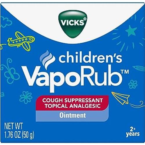 Vicks Children's VapoRub Topical Cough Suppressant, Relieves Coughs and Minor Aches, Clinically Proven, Fast Relief, For Children Ages 2+, 1.76 OZ