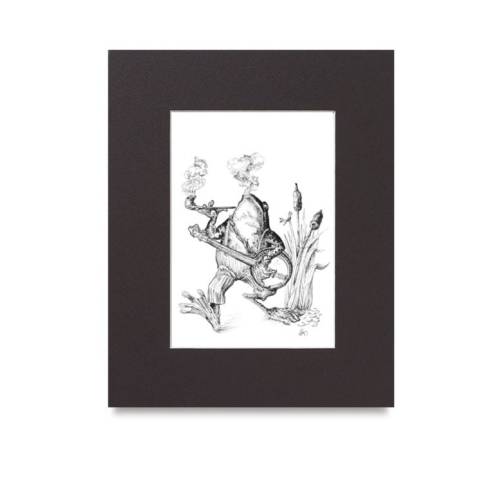 Ol' Swamp Tales- Frog and Banjo- Drawing- Line drawing- April Alayne