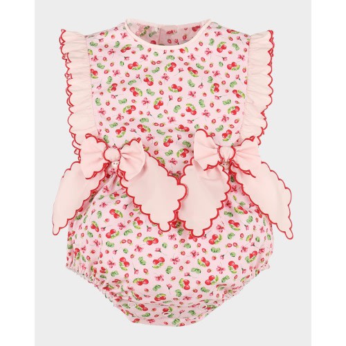 Girl's Cherry-Print Bubble Romper, Size 6M-24M