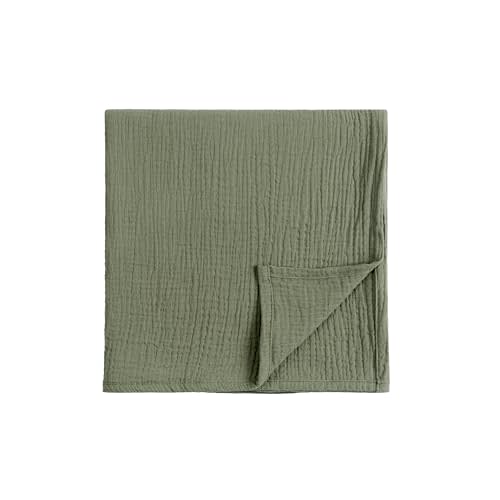 Meracorallo Muslin Swaddle Blanket, 100% Organic Cotton Receiving Blanket Soft and Breathable Swaddle Wrap for Baby Boys and Girls, Olive Green