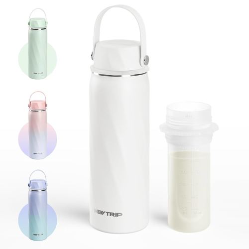HEYTRIP Vacuum Insulated Breastmilk Cooler Bottle, 20oz Stainless Steel Portable Breastmilk Chiller, Reusable Storage Container Keeps Milk Fresh for 36+ Hours, TSA Approved, Snow White