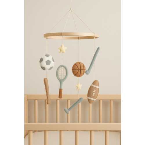 Handmade Sports Baby Mobile: Felt Nursery Decor, Baby Boy Gift