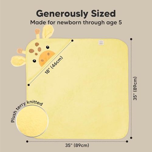 KeaBabies Hooded Baby Towel for Newborn - Viscose Derived from Bamboo Large Baby Bath Towels with Hood for Boys, Girls, Toddler, Extra Absorbent & Soft Newborn Bath Essentials (Giraffe)