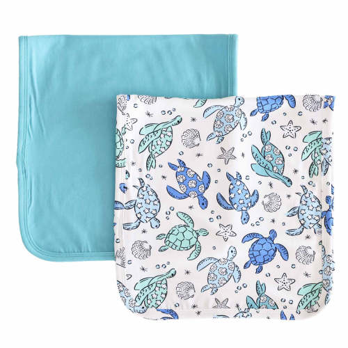 Sea Turtle Splash 2pc Burp Cloth Set