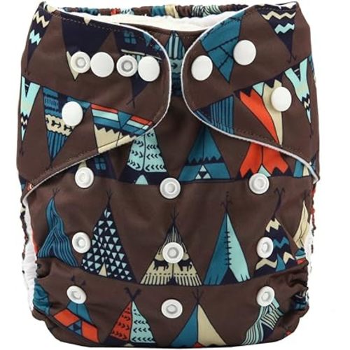 Baby Pocket Diaper Nappy Reusable Washable 8lbs to 36lbs (Teepee)