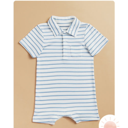 Matthew Striped Romper in Blue | Tullabee