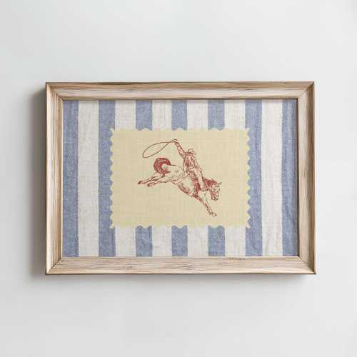 Vintage Rodeo Cowboy Wall Art, Western Horse Print, Rustic Mid Century Modern Decor, Striped Retro Digital Download, Western Nursery