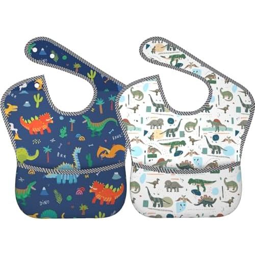 Cute Bibs 2Packs for 6-24 Months Washable Fabric Waterproof