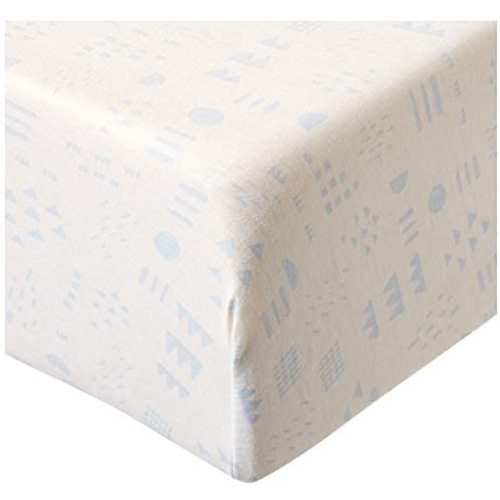 HonestBaby Organic Cotton Fitted Crib Sheet, Pattern Play White/Light Blue, One Size