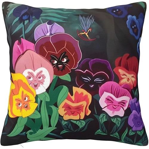 Alice Fairy Throw Pillow Case Wonderland Cute Cartoons Square Throw Pillow Case, Cushion Cover with Hidden Zippe for Couch Sofa Home Bed Decoration 18"x18"