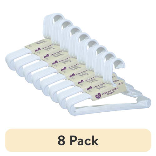 (8 pack) Parent's Choice Infant and Toddler Hangers, White, 10 Count