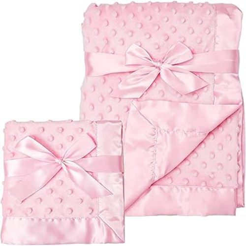 American Baby Company Heavenly Soft Chenille Blanket Set, Receiving Blanket (30" x 40") & Security Blanket (14" x 14"), Warm and Cozy, Pink, for Girls