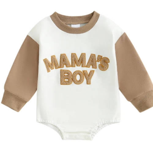 MAMA'S BOY Plush Long-Sleeve Onesie - Hazel & Bo