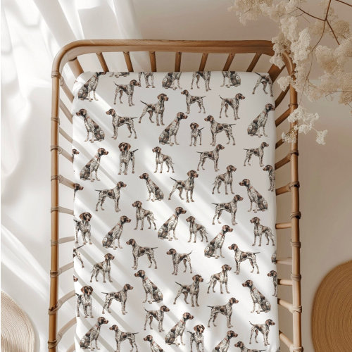 German Shorthaired Pointer Standard Crib Sheet. Dog Nursery. Dog Lover Baby Shower Gift. Puppy Nursery Decor. New Baby Gift. Mini Crib Sheet