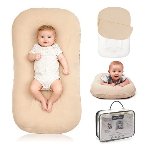 Baby Lounger - Snuggle Cozy Me Infant Lounger for Newborns | Breathable & Soft, Portable Awake-Time Pad, Essential Baby Gift (Lounger Cover Included)