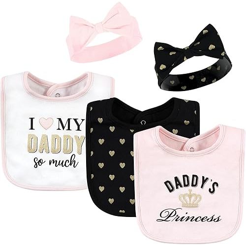 Hudson Baby Unisex BabyCotton Bib and Headband or Caps Set
