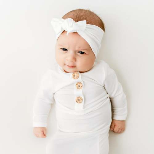 Knotted Bow Headband in Cloud