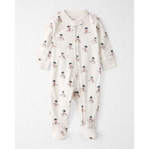 Baby Organic Cotton Sleep & Play Pajamas in Snowman Print - Newborn