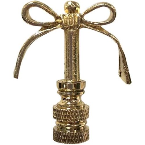 Royal Designs, Inc. Bow Tie Design Finial for Lamp Shade, F-5065PB-1, Polished Brass