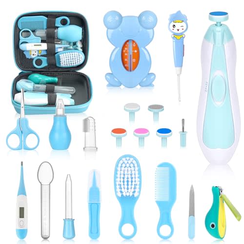 Baby Healthcare and Grooming Kit, Portable Baby Safety Care Set, Baby Essentials kit for Newborn (Blue 26 in 1)