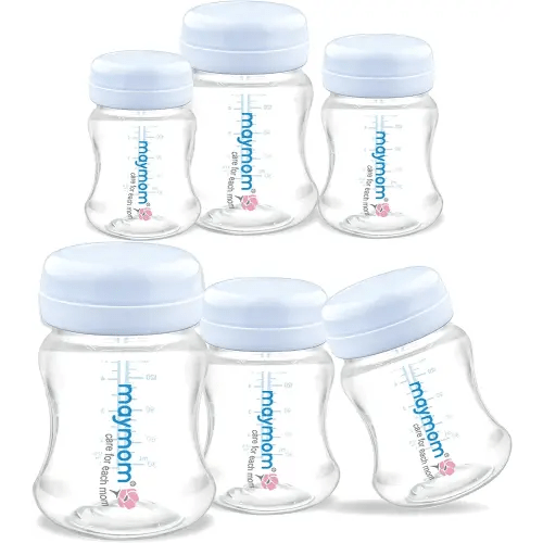 Maymom Wide-Mouth Milk Storage Collection Bottle with Travel Cap and Sealing Ring ; Can Replace Spectra S1 S2 Avent Natural Avent Classic Bottles (6pc 4.7Oz/140mL)
