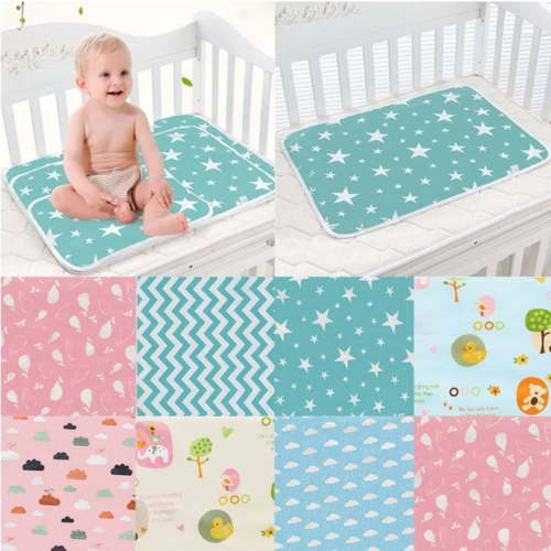 Windfall Cotton Bamboo Fiber Breathable Waterproof Underpads Mattress Pad Sheet Protector for Children or Adults, Star/ Duck Print Infant Baby Crib Changing Mat Cotton Waterproof Reusable Diaper