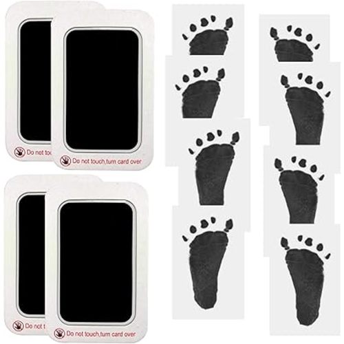 Baby Footprint and Handprint Kit, 4 Black Inkless Print Pads + 8 Imprint Cards, Dog Paw Print Kit Clean Touch Ink Pad Perfect Keepsake Gift for Newborns and Pets Printing Touch Imprints