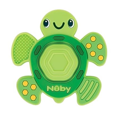 Nuby Teethe N' Pop Sensory Play Teether - Baby Teething Toy - 3+ Months - Turtle