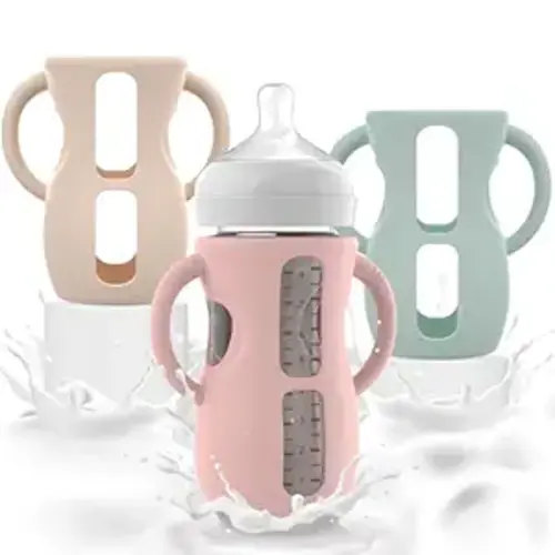 3PCS Philips Avent Glass Bottle Silicone Sleeves with Handles, Compatible with Philips Avent Glass Bottles 8 oz, Suitable for Avent Baby Bottles 8 oz, and Easy to Clean