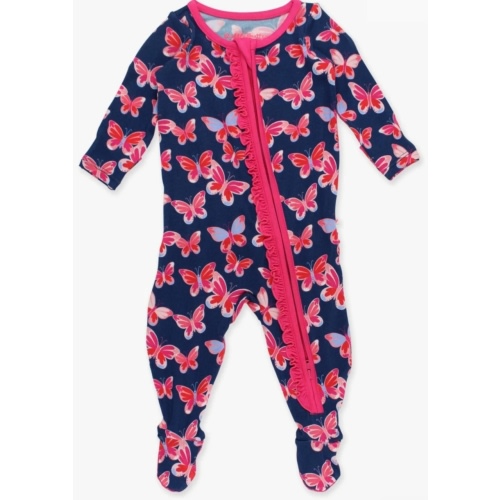 Ruffle One Piece Footie Pajama, Bamboo Viscose