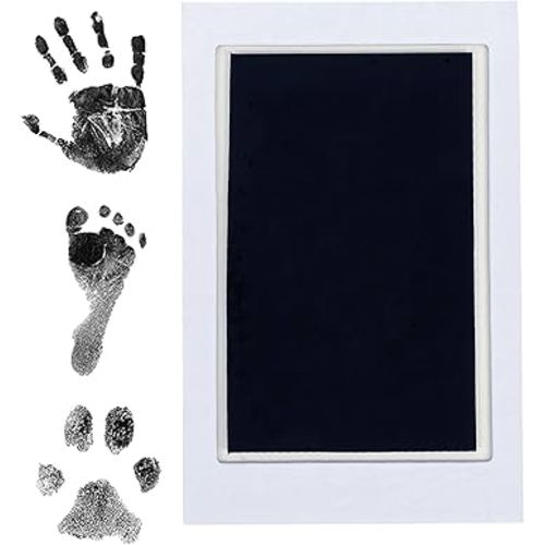 Pearhead Newborn Baby Handprint and Footprint Kit - No Mess Clean-Touch Ink Pad With Impression Cards, Safe for Skin, Perfect Keepsake for Family, Acid-Free, Smudge-Proof, Black, 3 Piece Set