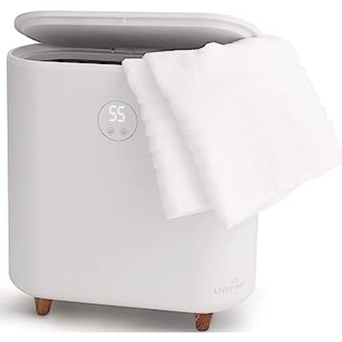 LiveFine Towel Warmer | Large Bucket Style Luxury Heater with LED Display, Adjustable Timer, Auto Shut-Off | Fits Up to Two 40” x 70” Oversized Bath Sheet Towels