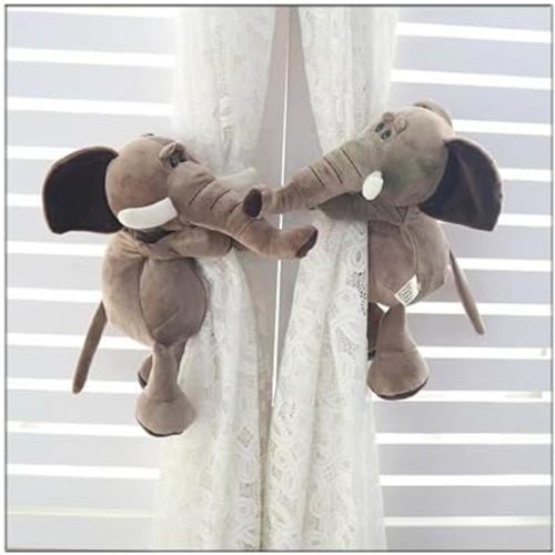 Cartoon Curtain Tiebacks Animal Curtain Holdbacks Cute Decoration Curtain String Creative Animal Plush Curtain Lace Wide Adaptation Window Decor 1Pcs (Elephant)