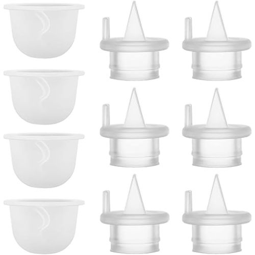 6pcs Duckbill Valves and 4pcs Silicone Diaphragm Compatible with Zomee Z1/Z2/BabyBuddha/NCVI 8782/8780/Motif Twist Breast Pump Replacement Pump Accessories