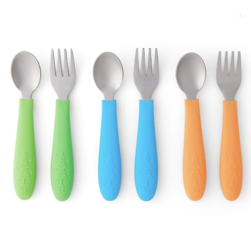 Stainless Steel Spoons + Forks with Silicone Handle