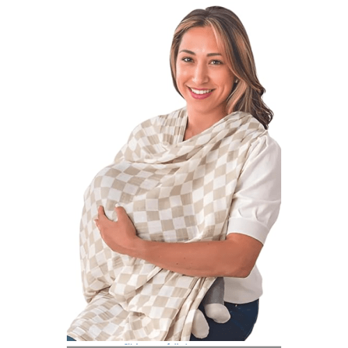 Itzy Ritzy Breastfeeding Boss Multi-Use Cover – A Nursing Cover, Swaddle, Car Seat Wrap, Tummy Time Mat & Burp Cloth All in One – Made of Soft Muslin Fabric & Measures 47” x 47” (Checkerboard)