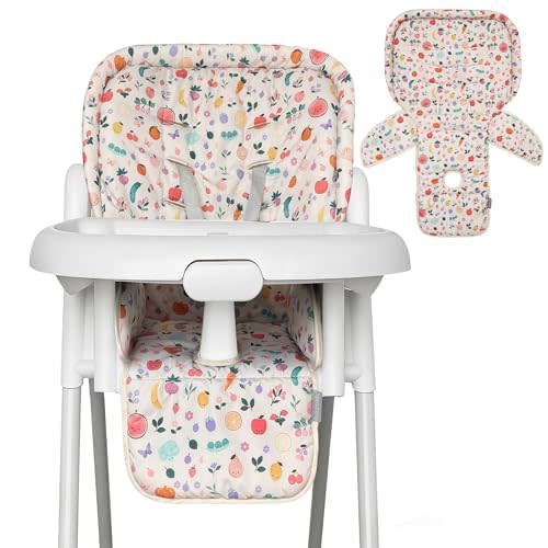 Baby High Chair Cover, Waterproof & Machine Washable White | Replacement Pad Fits 3-5 Point Harness High Chairs for Home & Restaurant; Measure Your Seat Before Buying