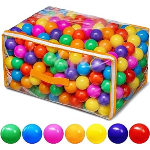 Ball Pit Balls for Baby and Toddler Phthalate Free BPA Free Crush Proof Plastic - Multicolored Pit Balls in Reusable Play Toys for Kids with Storage Bag