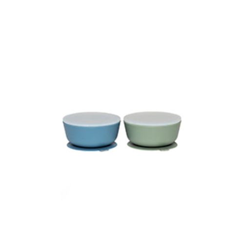 WeeSprout Silicone Suction Bowls (Muted Blue + Muted Green)