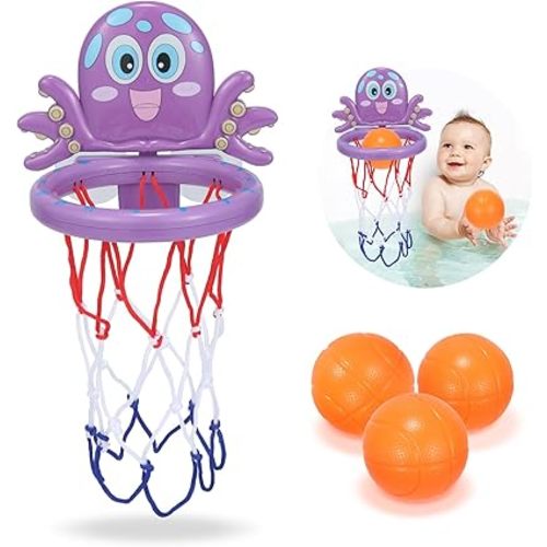 Bath Toys Gifts for Kids Ages 1-3 4-8, Bathtub Shooting Game & Fun Basketball Hoop for Boys Girls Baby Infant Toddler - New Upgraded Strong Suction Cup Basketball Hoop with 3 Balls Set