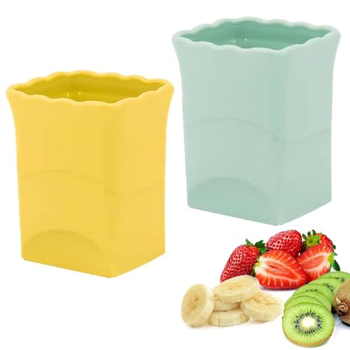 2-Pack Strawberry Slicer Cup: Fruit Cup Slicer Cup Chopper for Strawberries Egg Banana Slicer Quickly Making Fruit Vegetable Salad Strawberry Cutter Mini Slicer Kitchen Gadget