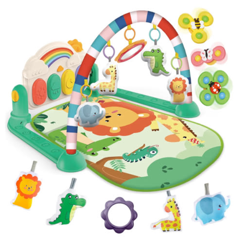 Baby Gyms Play Mats, Tummy Time Mat Toys, Infant Play Mat and Activity Gym, Baby Play Piano Gym Mat, Play Mats for Babies Newborns and Toddlers, Baby Activity Mat Toys 0-3-6-12 Months (Green)
