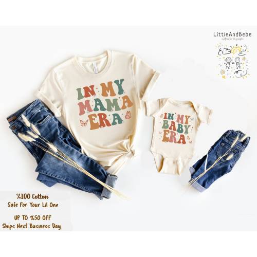 In My Baby Era, In My Mama Era Mommy and Me Shirts, Retro Mama and Mini Shirts, Matching Outfit, Trendy Baby Girl Onesie, Mom Daughter Tee