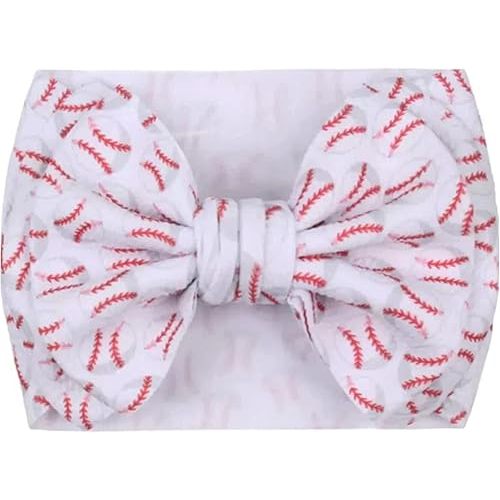 Baseball 7" Bow Headwrap upto 4 years Baby Girls
