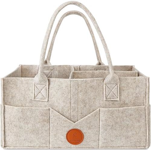 Maliton Baby Diaper Caddy Organizer for Changing Table, Nursery Storage Bin Basket with Handle, Felt Diaper Organizer Suitable for Indoor Outdoor (Khaki)