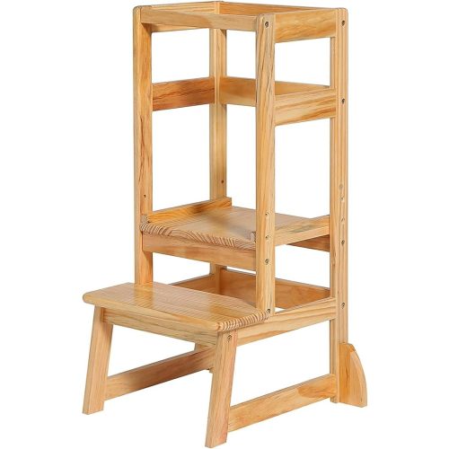 Adjustable Learning Toddler Tower for Kitchen and Bathroom, Natural